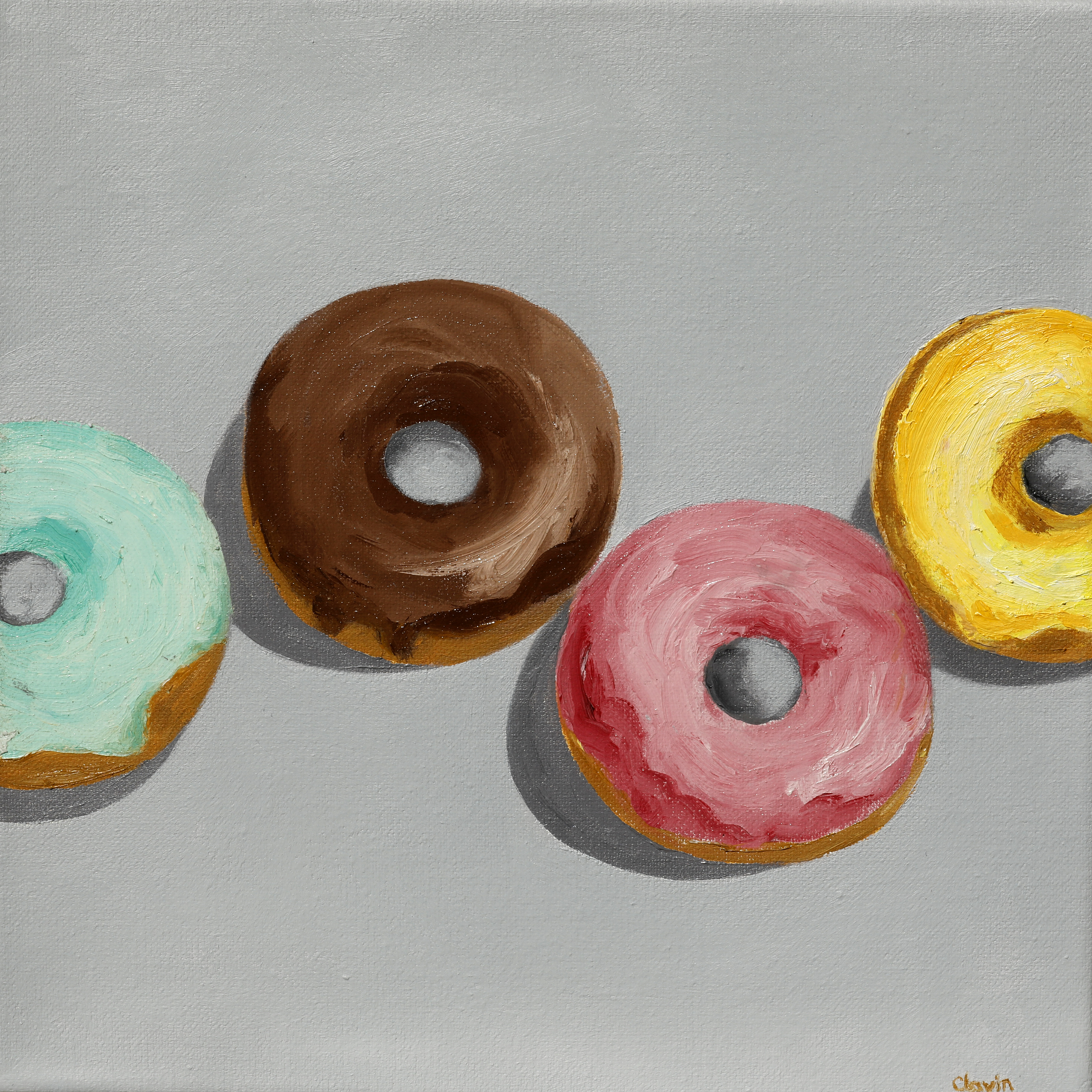 Donuts grey background 12x12  $200.00