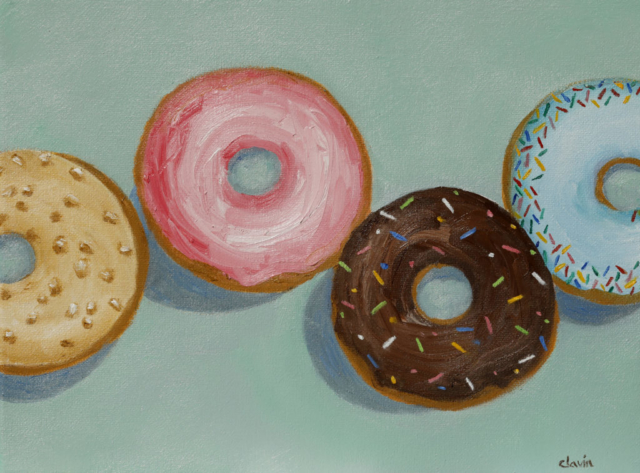 Donuts green background  9x12   $200.00